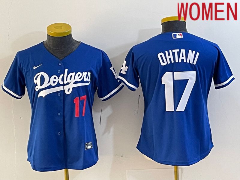 Women Los Angeles Dodgers #17 Ohtani Blue Nike Game MLB Jersey style 2